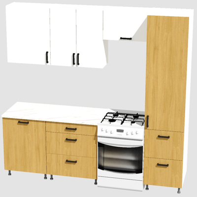 Кухня Эконом 1,8 метра с колонкой (1300х500) Цвет: Белый/Дуб Сонома