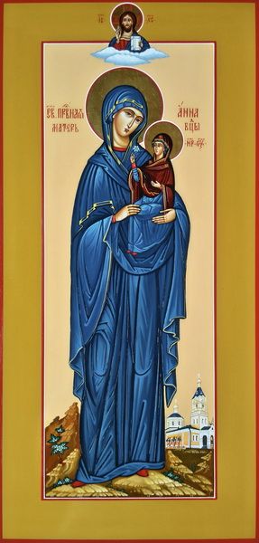 Анна Праведная, мать Пресвятой Богородицы. Рукописная мерная икона.