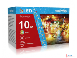 Гирлянда Smartbuy светодиодная LED с контроллером, RGB, 10м, 160 диодов, IP44, зеленый провод