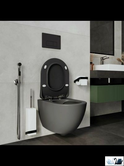 Унитаз Creavit Free FE322-11AM00E-0000 с сиденьем микролифт, Antrasit, подвесной безободковый, графит, матовый