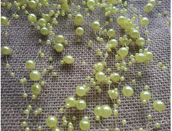 Бусинки на леске, цвет лимонный, 1 нить, длина 125 см, бусины 8 мм