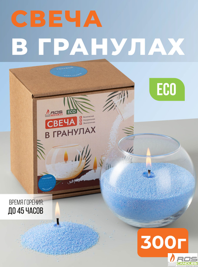 Насыпная свеча "Шар" 12*10 см, цвет "Голубой"