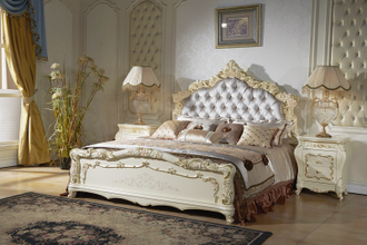 Кровать Венеция 1,8 (цвет: слоновая кость+ золото, бархат)