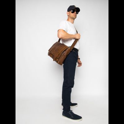 Кожаная мужская сумка Madruzzo Premium brown (арт. 
5068-63)