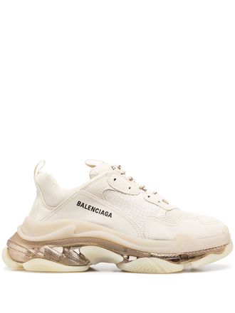 Кроссовки Balenciaga Triple S бежевые на шнуровке женские