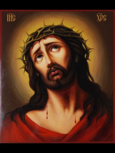 Спаситель в терновом венце. (Господь Вседержитель , Спас). Рукописная икона.