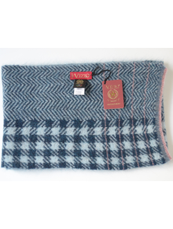 Шарф в клетку и зигзагом вязаный Vizio Италия 8076 S голубой фото