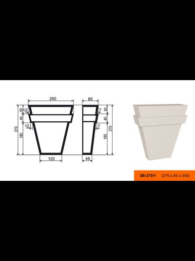 Фасадный замковый камень из пенополистирола с покрытием LEPNINAPLAST (Лепнинапласт)  ЗВ-270/1