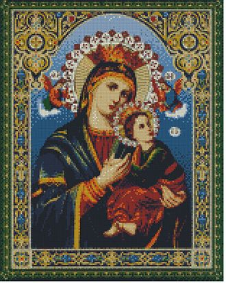 Алмазная мозаика, 40х50, квадратные стразы L195 Икона Божьей Матери Неустанной Помощи