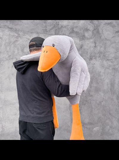 Плюшевый гусь 150 см премиум серый