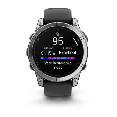 Умные часы Garmin Fenix E - 47 мм, AMOLED серебристый стальной безель, черный силиконовый ремешок (010-03025-00)