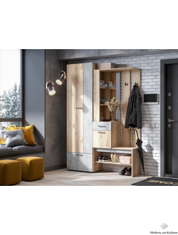 Фаворит - 1 прихожая Дуб Делано/Цемент светлый