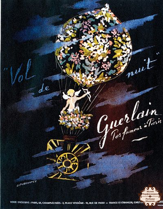 Винтажный постер  Vol de Nuit Guerlain. Магазин духов. Купить духи. Духи Guerlain. Духи Герлен.