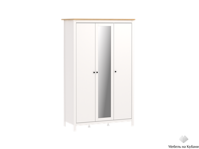 2.08.01.040.14 САГА шкаф 3 двери с зеркалом белый/ясень