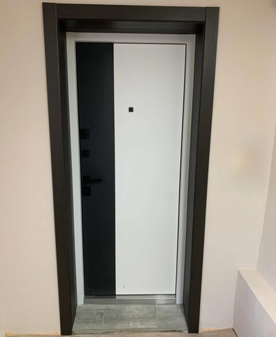 STEEL ART (МЕЛИТОПОЛЬ) HOUSE 236Д (АВАЛЛОН). ОЦИНКОВАННАЯ СТАЛЬ муар МЕЛАНЖ Bond /Ral 7043 (ЧЕРНЫЙ)/ ОЦИНКОВАННАЯ СТАЛЬ, муар Ral 9016 (БЕЛЫЙ). ДВУХЦВЕТНЫЙ КОРОБ.