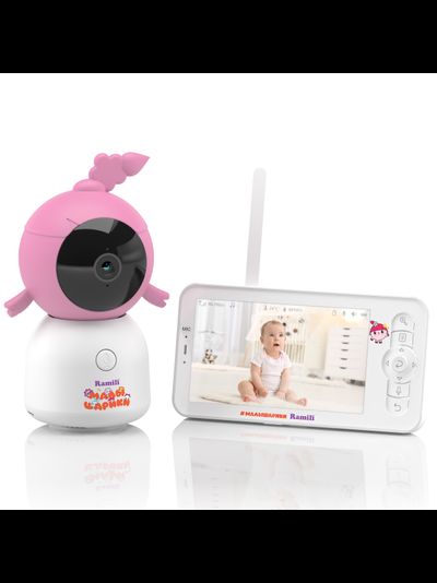 Видеоняня Ramili Baby RV100NUSHA Нюша, Малышарики, с креплением, Wi-Fi моторизированная видеоняня с креплением + монитор с диагональю 12,7 см., интерком, DVR, 2k