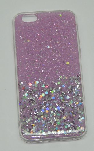 Защитная крышка силиконовая iPhone 6/6S розовая с блестками