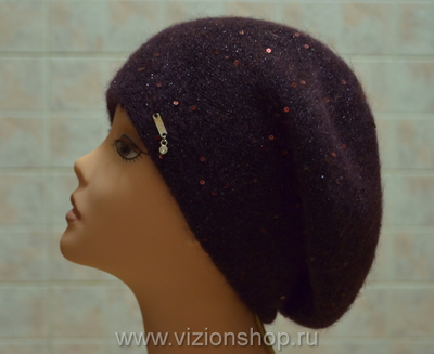 Берет с пайетками бордовый Vizio Италия 5609