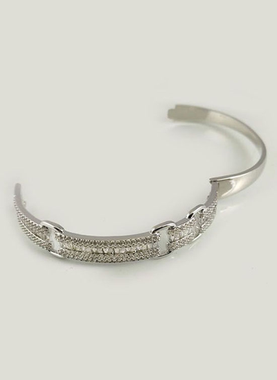 (АРТИКУЛ: 6765/35) БРАСЛЕТ ЖЕНСКИЙ, МЕТАЛЛ "БЕЛОЕ ЗОЛОТО", МЕЛКИЕ СТРАЗЫ ASFOUR