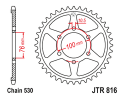 Звезда ведомая (45 зуб.) RK B6828-45 (Аналог: JTR816.45) для мотоциклов Suzuki