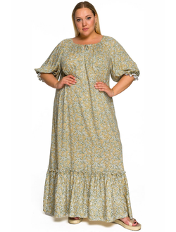 Платье из штапеля с оборками арт. 2231901 ментолово-лимонный