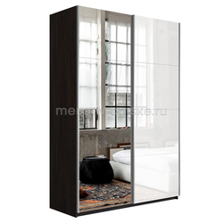 ЕН047 Шкаф-купе "Прайм" белое стекло/зеркало. Размер: 1200х2300х570.