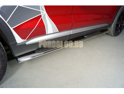 Пороги овальные с накладкой 120х60 мм ТСС для Changan CS75 plus 2WD 1.5T 2023-