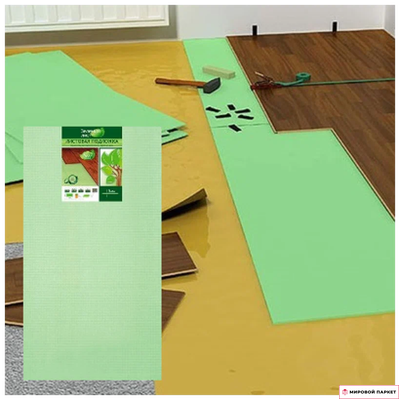 Подложка под ламинат Зеленый лист 3 мм в интерьере