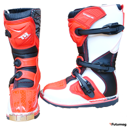 Мотоботы детские Tiger Racing красно-белые литая подошва