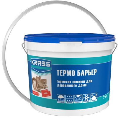 Герметик акриловый для деревянных домов и срубов KRASS Термо Барьер Белый 7 кг