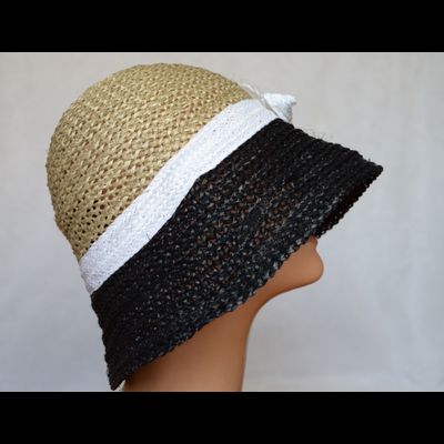 Vizio 5712 Р летняя шляпка клош Италия черная с соломенным