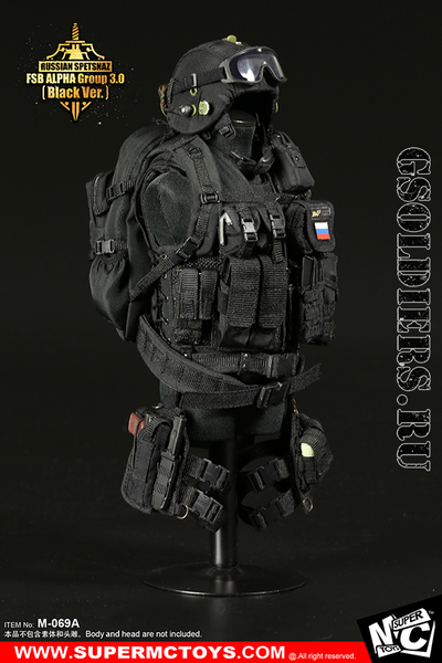 Спецназ "Альфа" - КОМПЛЕКТ ЭКИПИРОВКИ 1/6 Russian Spetsnaz - FSB Alfa Group 3.0 Black Ver. (M-069 A) - SUPER MC TOYS (БЕЗ ТЕЛА И ГОЛОВЫ)