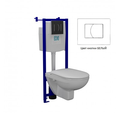 Комплект ROSA Элеганс инсталляция с унитазом, кнопка белая, микролифт