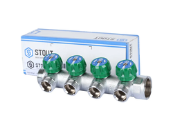 Коллектор регулирующий STOUT 1", 4 отвода 3/4" ЕК (Арт. SMB-6850-013404)