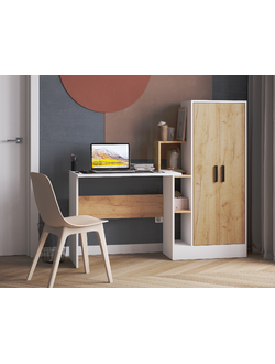 СКМ-1 компьютерный стол Белый с тиснением/Дуб Крафт Золотой