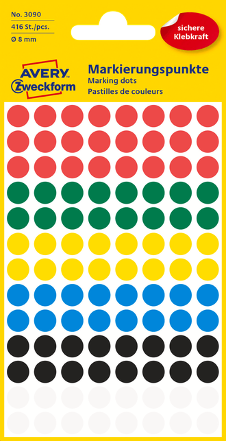 Этикетки маркеры Avery Zweckform разноцветные, d=8мм