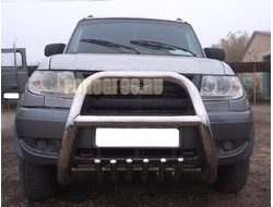 Защита переднего бампера скоба высокая+акула d76/42 для УАЗ Патриот 2005-2014