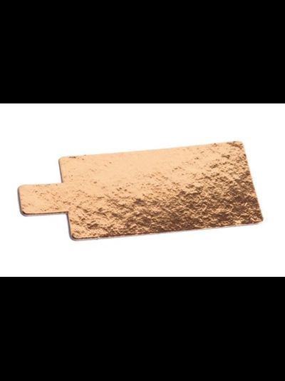 Подложка для пирожных прямоугольная с держателем 100*65 мм (золото), 0,8 мм