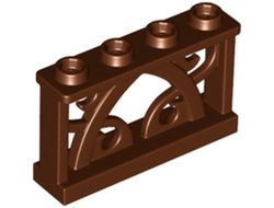 Fence 1 x 4 x 2 Ornamental with 4 Studs, Reddish Brown (19121 / 6334265 / 6431676)