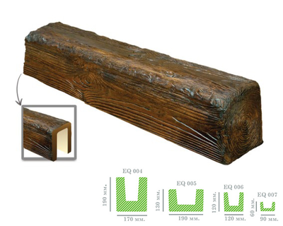 Декоративная балка из полиуретана (фальшбалка) Fabello Decor Рустик- EQ 007 тёмный дуб