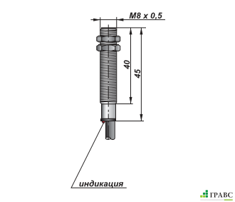 Индуктивный датчик цилиндрический с резьбой И85-NO-PNP (М8х1)