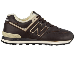 New Balance 574 Brown Leather с мехом