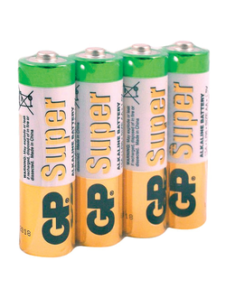 Батарейки GP Super, AA (LR06, 15А), алкалиновые, комплект 4 шт., в пленке, 15ARS-2SB4