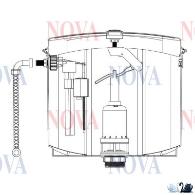 Бачок Nova Plastik NV 4092 пластиковый навесной, с кнопкой, сливной для унитаза или чаши Генуя. Арматура кнопочная
