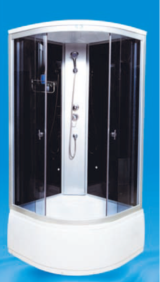 Душевая кабина Водный Мир ВМ-8811Е, Задние стекла черные, передние стекла тонированные, 90x90x215 см.