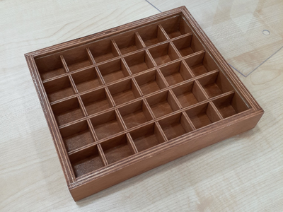 Коробка-пенал 30 ячеек, крышка из оргстекла, для коллекции камней (24*20*4 см, 500 г) №25789