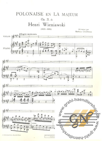 Wieniawski Polonaise A-Dur op.21 for Violin and Piano