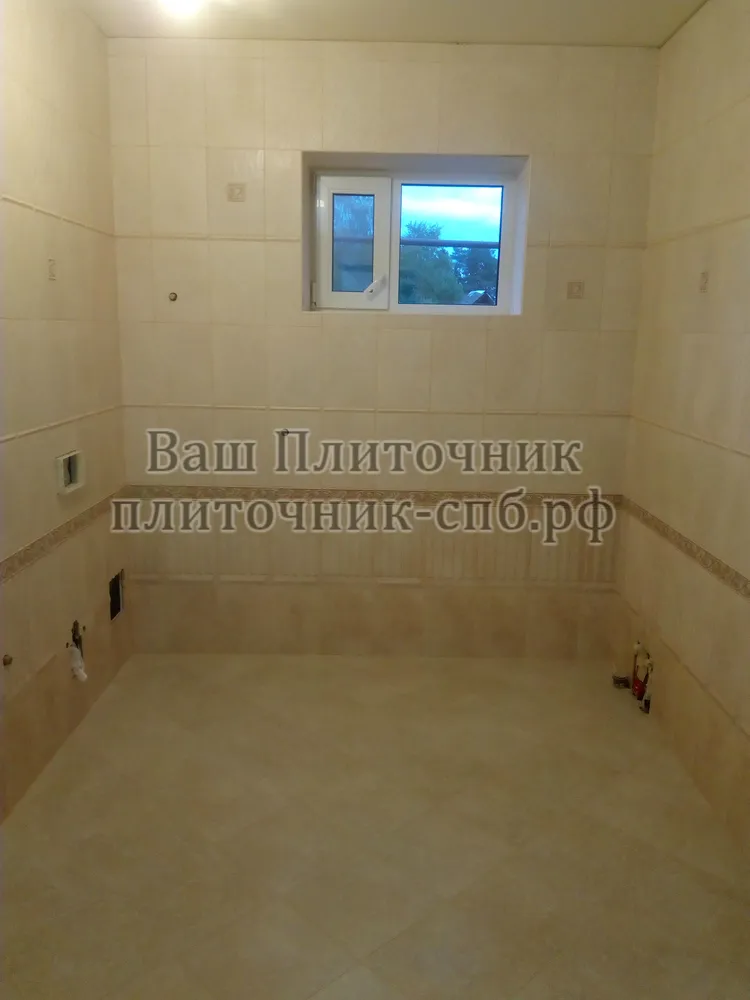 Укладка керамогранита на пол по диагонали, облицовка стен плиткой.