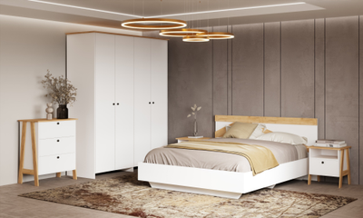 Теодора кровать 1,6м Белый/Дуб крафт (с основанием)