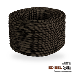 Витой ретро провод 3х2.5 темный шоколад бухта